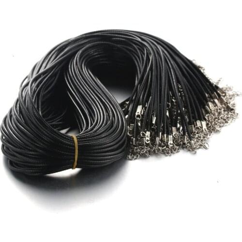 10Pcs/lot Real Leather Adjustable Braided Rope Necklaces Pendant Charms Findings Lobster Clasp String Cord
