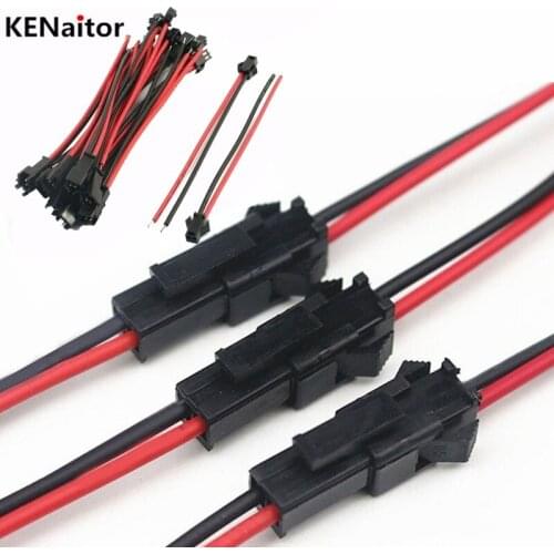 2pin 100mm jst connector male and female butt connecting line spacing for WS2811 WS2812B RGB LED Strip 10pcs