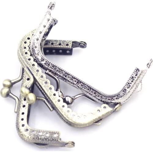 Embossed Square 7.5cm Purse Bag Metal Frames Kiss Clasps Buckle Locks DIY Handbag Gift Crafts Hardware Accessories Sewing Holes