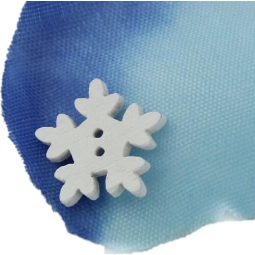 Pack of 100 White Snowflakes Wood Buttons Embellishments for Craft 17mm