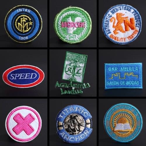 Embroidered Round Letter Patches T-shirt Jacket Badges Stickers Accessories Red Pentagram Decorative Ironing Supplies