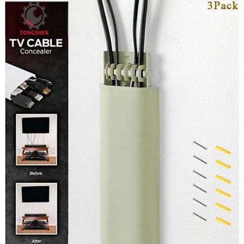 Green TV Cable Cover TV Cable Trunking On-Wall Cable Management Covers Paintable Flat Design to Conceal up to 6 Cables
