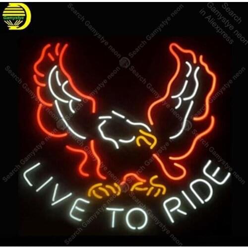 Live To Ride Neon Sign Display Real GLASS Tube Affiche Decor Shop Window Handcraft Publicidad anuncio luminoso Dropship