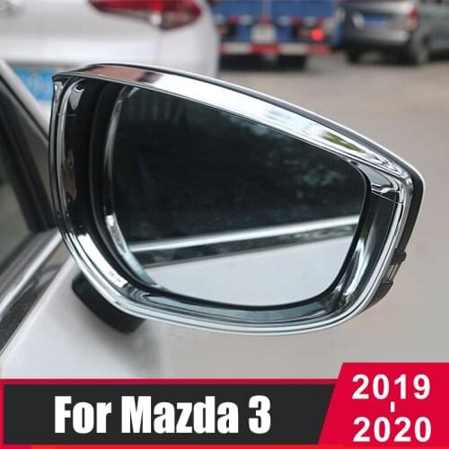 1 pair ABS Chrome Car Rearview Mirror Rainproof Eyebrow Cover Rain Blade Cover For Mazda 3 Axela 2019 2020 Exterior Accessories