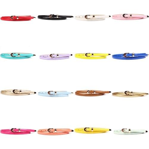 1PC Fashion Candy Color Metal Buckle Thin Casual Belt For Women Leather Belt Female Straps Waistband For Apparel Accessories