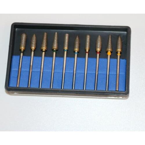 10pcs/set Dental Lab HP Sintered Diamond Burs Polisher 2.35mm Rotary Shank Sintered Polishing Bur Kit Set Dremel Tools Accessory
