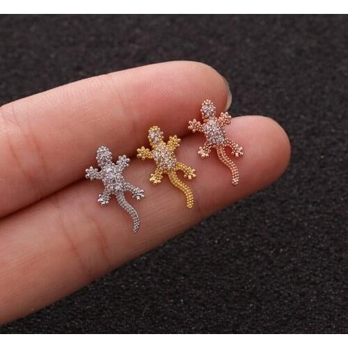 20G Piercing Tragus Ear Stud Tragus Helix Cartilage Helix Fairy Tricolor Lizard Ear Stud Piercing Earring