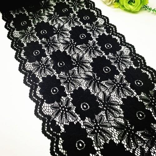3y/lot Width 27cm Black Soft Thick Elastic Stretch Lace trim Skirt Hem Underwear Sewing Craft DIY Apparel Fabrics Lace Lingerie