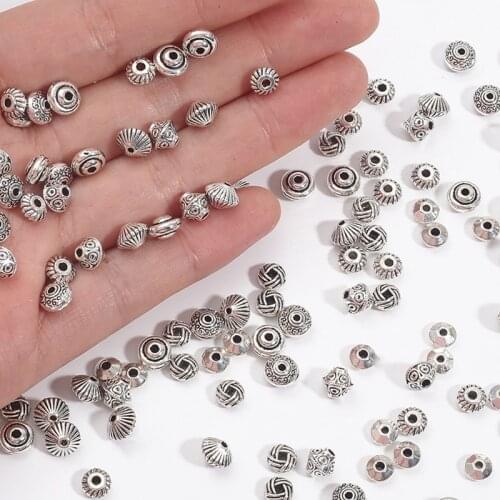 30-50pcs Alloy Spacer beads Bracelet Necklace Pendant Isolation beads DIY Jewelry Accessories Loose beads wholesale