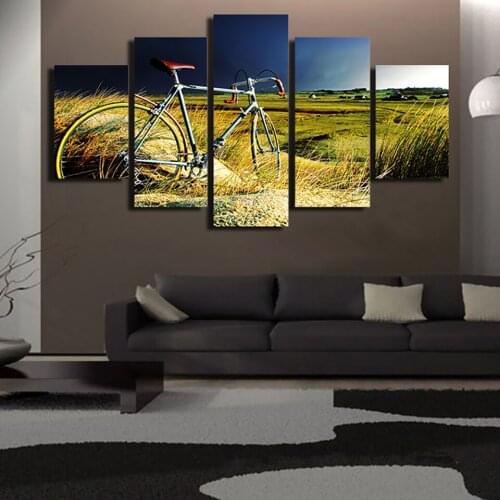 5 panel field bicycle bicycle home modular picture frame HD printing modern canvas decoration living room wall art painting