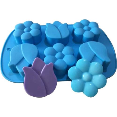 6 Holes Tulips Flower Soap Mold DIY Handmade Soap Silicone Mold for Soap Making Fondant Tools Cake Mould Soap Making Supplies