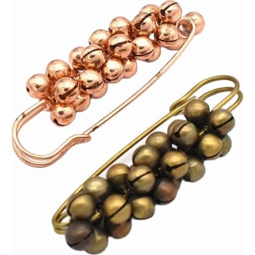 72mm Bronze Safety Pin Earrings with jingle bells Beautiful Design Safety Pins brass Earrings Gothic Jewelry Accessories DIY