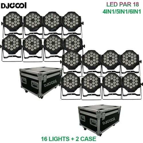 Free Duty Flight case 16x LED Par Light DMX Stage Par64 RGBW 4in1 Cast Aluminum RGBWA 5in1 18x12w Light Par LED Disco Light