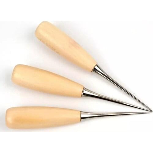 Good quality Wooden Handle Hole Punches Leather Drill Stitching Sewing Awl Repair DIY Tool Leather craft Accessories