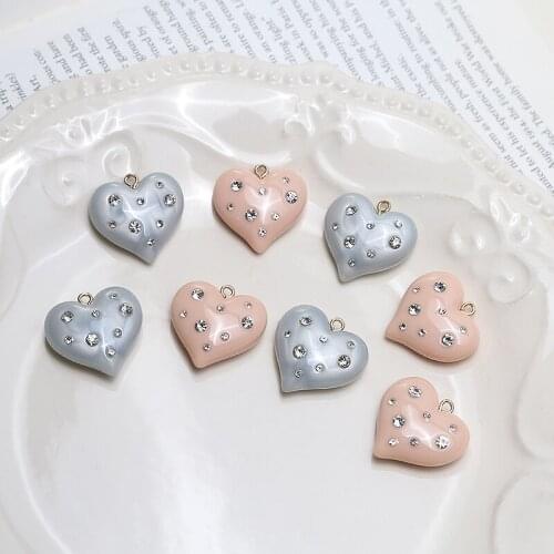 Japanese girl love inlaid zircon retro three-dimensional heart with hanging diy handmade jewelry earrings accessories materials