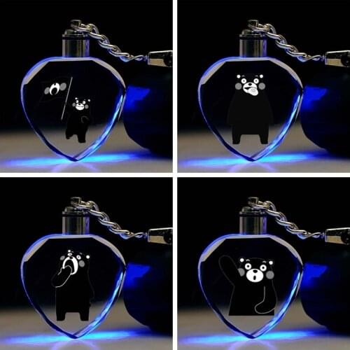 IVYYE 1PCS Kumamon Anime Customized LED Keychain Key Chains Figure Keyring Crystal Keyholder Unisex Gift