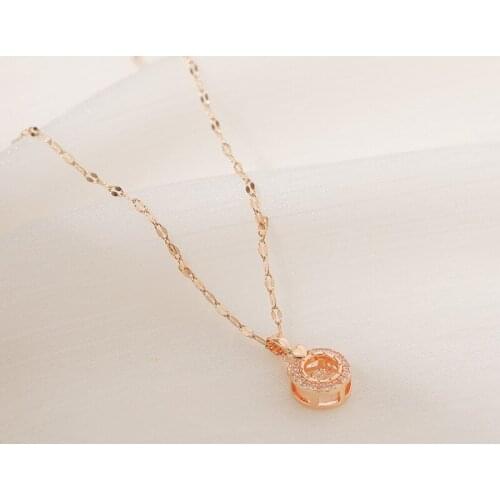 Korean Girl Necklace Fashion Temperament New Wild Crystal Circle Small Love Non-fading Necklace Manufacturer Sales Naszyjnik
