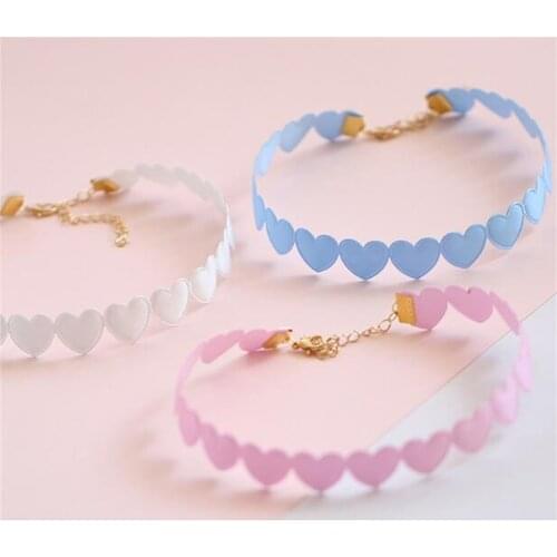 Japanese Lolita Cute Necklace Lolita cute girl heart-shaped clavicle necklace cosplay Accessories B595