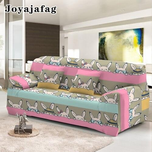 Cute Cartoon Elastic Sofa Cover Non Slip Dust-proof Slipcover L Shape 1/2/3/4 Seat Stretch Couch Covers For Living Room Decor