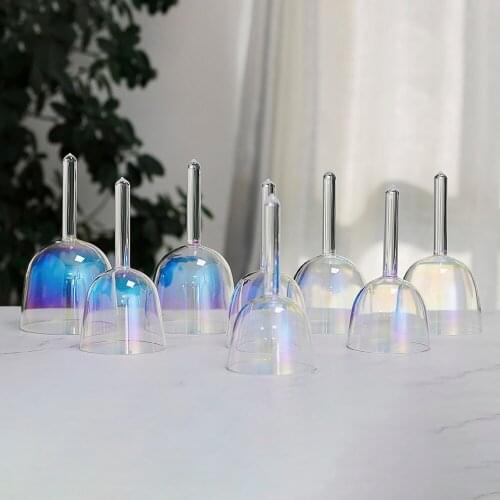 Titanium plated Cosmic ray 5th octave 8pcs one set chakras crystal singing handle bowls with wood stand C D E F G A B C6 note