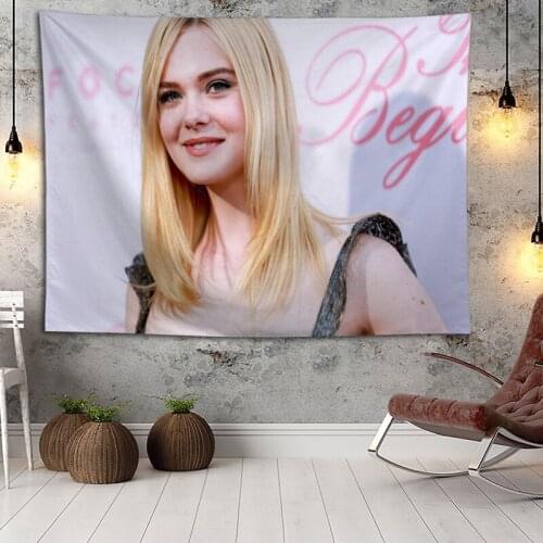 Elle Fanning Wall Hanging Tapestry Home Party Decorative Tapestries Photo Background Cloth Table Cloth Wall Tapestry
