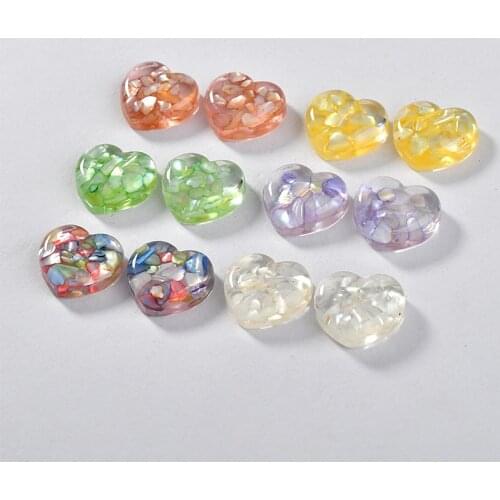 Newest 30pcs 18*20MM Flatback Colorful Acrylic Resin Heart Cabochons DIY Jewelry Findings Plastic Jewelry Cameo Earring DIY