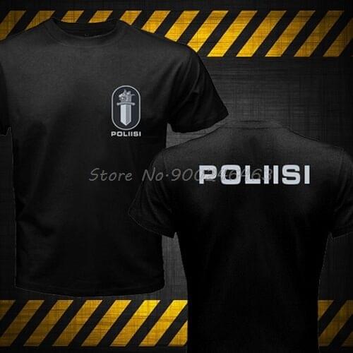 New Nordic Finland Finnish Police Poliisi Polis Swat Logo Top Fashion 3D Letters Print Men / Men Cotton Printed T Shirts tees