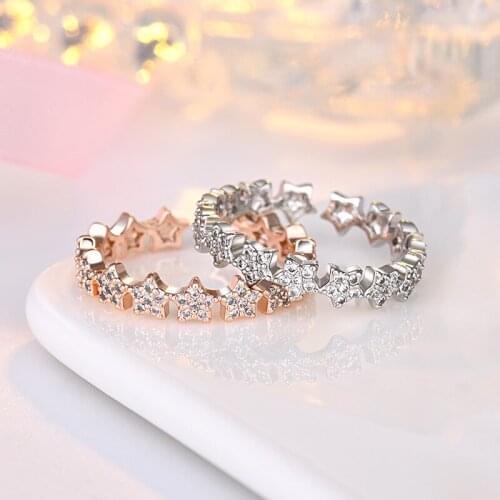 4mm New Silver Color Rings for Women Star Shape Rings Fashion Wedding Adjustable Size Rings