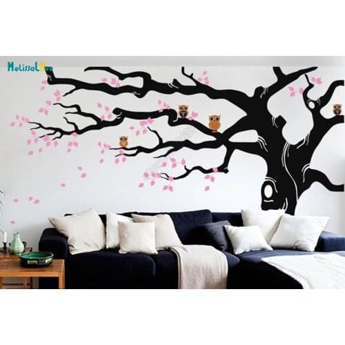 Huge Branch DIY Large Tree Leave And Owl Nursery Wall Decal Baby Room Sticker Kid Room Wallpaper Big Size Home Decor B923