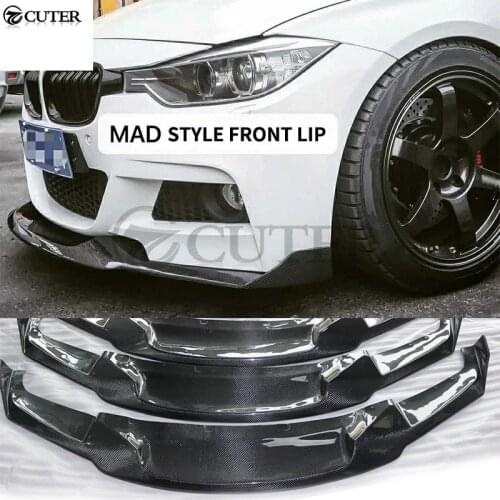 F30 MT carbon fiber Front bumper Spoiler lip 3 pieces for BMW F30 320i 325i 330i 335i M-Tech MAD style bumper splitter body kit