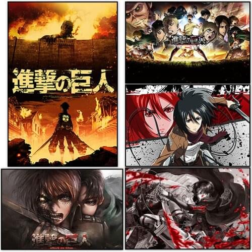 Attack On Titan Anime Posters And Prints Japanese Animation Canvas Painting HD Wall Art Pictures Bar Living Room Home Decoration