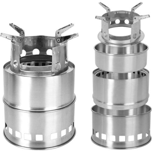 Camping Stove Portable Stainless Steel Wood Stove camping equipment for Outdoor hiking camping Traveling Picnic BBQ 13.56