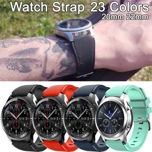 22mm 20mm Silicone Strap for Samsung Galaxy Watch 46mm 42mm Sports Gear S3 Frontier/Classic active 2 for Huawei Watch 2 Band