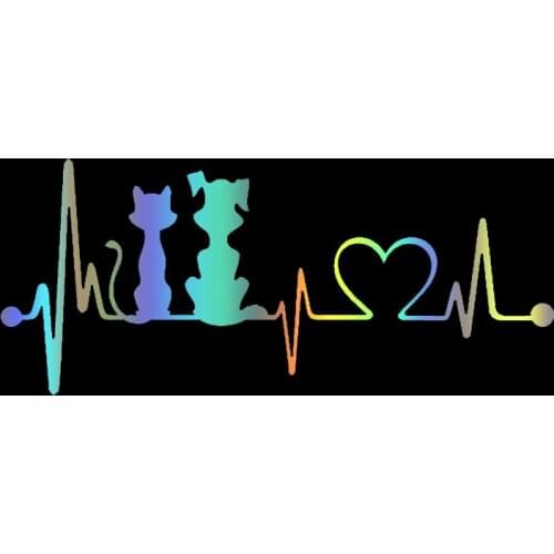 S51082 Various Sizes/Colors Car Stickers Vinyl Decal Dog Cat Heartbeat Motorcycle Decorative Accessories Waterproof