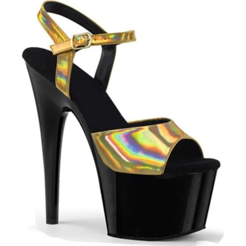 Model 15cm high heel sandals, womens coming-of-age ceremony high heel walking show women feel comfortable pole dancing sandals