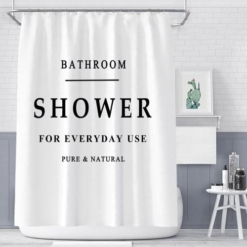 Words Art Shower Curtain Modern White Fabric Washable White Decor Shower Curtains Bathroom Rideau Douche Bathroom Curtain BW50YL