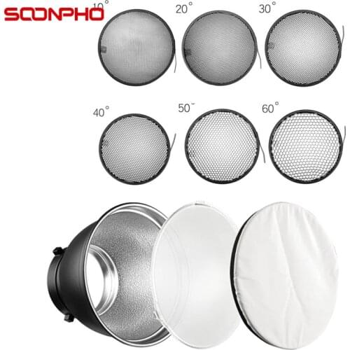 7inch 18cm Standard Reflector Diffuser with 10/30/50 Degree Honeycomb Grid for GODOX Bowens Mount Studio Light Strobe Flash