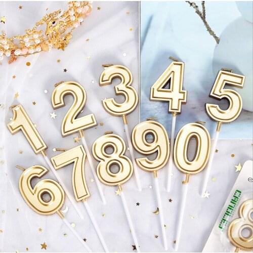 Wholesale Candelabra Centerpieces Anniversary Champagne Golden Party Digital Candle Supplies Wedding Number 0-9 Cake Decoration