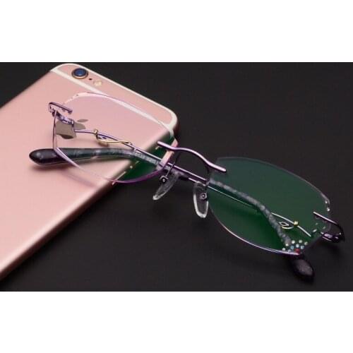 Ultra-light New Eight-hole Glasses Frame Frameless Diamond Cut Womens Korean Glasses Prescription Glasses Glass Women