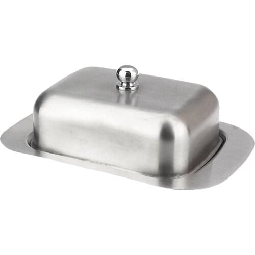 Stainless Steel Butter Dish Bread Dessert Cake Serving Tray Food Container