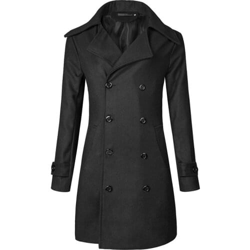 Plus-sized Trench Coat Mens Double-breasted Mid-length Porous 3D Trench Coat Duffle Coat Jacket