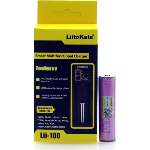 Liitokala Original 3.7V 18650 2600AMH ICR18650-26F Lithium Battery Rechargeable Battery PCB Protection+Lii-100 smart charger