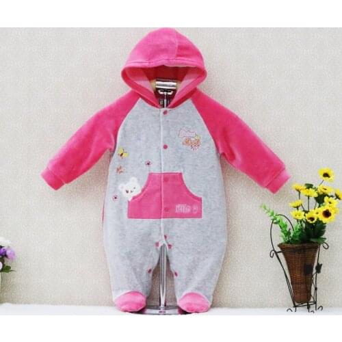 Velour One Piece Rompers Baby Boys and Girls Long Sleeve Clothing with Hoodie Good Quality Newborn Clothes