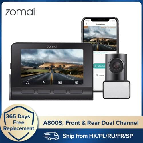 70mai A800 A800S 4K Dash Camera Ultra HD UHD 2160P Resolution + 70mai Rear Camera RC06 (Optional micro SD card U3)