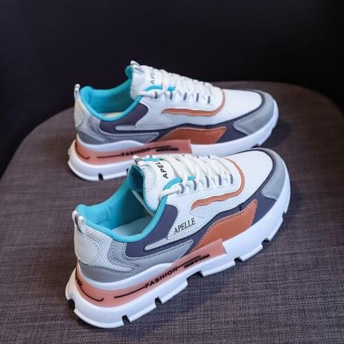 Women Casual Shoes Lovers Leather Dad Platform Chunky Sneakers Harajuku Flat Thick Sole Tenis Wedge White Basket Walking899