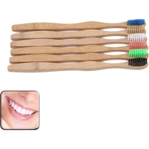 1Pc Toothbrush Eco-Friendly Rainbow Bamboo Soft Fibre Toothbrush Biodegradable Teeth Brush Solid Bamboo Handle Toothbrush