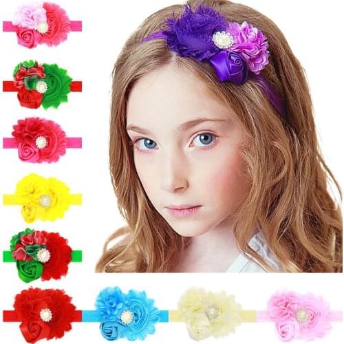 Baby Girls Shabby Lace Flower Headbands Rose Floral Elastic Headband For Baby Hair Accessories Headwear 1pc