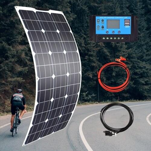 18v 100w 200w 300w 400w Flexible Solar Panels & Kit with PWM Controller for 12v/24v Battery/Home/RV/Boat Charger