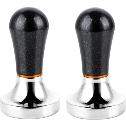 2 Pack 57.5mm Coffee Tamper Practical Handheld Aluminum Coffee Tamper with Handle for Coffee Maker (Black)
