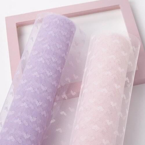 5 Yard Love Heart Fairy Yarn Flower Bouquet Packaging Gauze Net Floral Macarons Color Yarn Roll